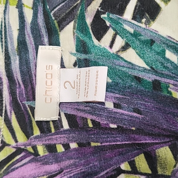 Chicos Women's multicolored palm leaf top size M casual mature preppy boho - Picture 5 of 9